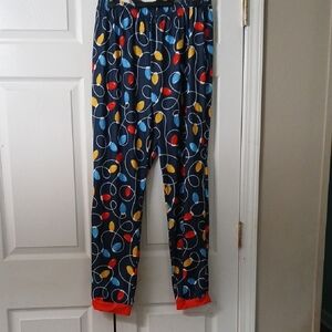 Christmas holiday string of lights pajama bottoms lounge pants Sz XL NWOT
